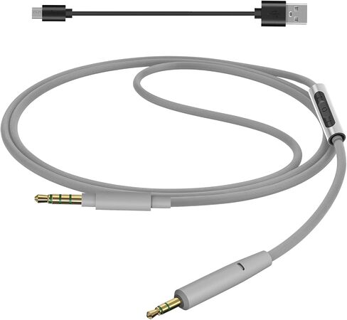 كابل صوت GEEKRIA مع ميكروفون متوافق مع كابل سماعات الرأس Bose QuietComfort Ultra QCSE QC45 QC35، سلك ستيريو بديل 2.5 مم إلى 3.5 مم مع ميكروفون مضمن وتحكم في مستوى الصوت (4 أقدام/1.2 متر) in Saudi Arabia