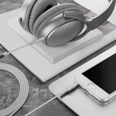 كابل صوت GEEKRIA مع ميكروفون متوافق مع كابل سماعات الرأس Bose QuietComfort Ultra QCSE QC45 QC35، سلك ستيريو بديل 2.5 مم إلى 3.5 مم مع ميكروفون مضمن وتحكم في مستوى الصوت (4 أقدام/1.2 متر) in Saudi Arabia