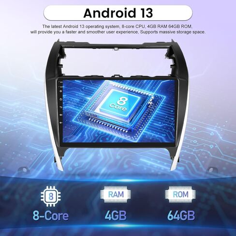 [8 Core 4+64G] Car Radio for Toyota Camry 2012-2014 with Wireless Apple Carplay and Android Auto - 10.1 Inch IPS 1280 * 720 Touchscreen Android Stereo - 32EQ DSP/WiFi/GPS + AHD Backup Camera in Saudi Arabia