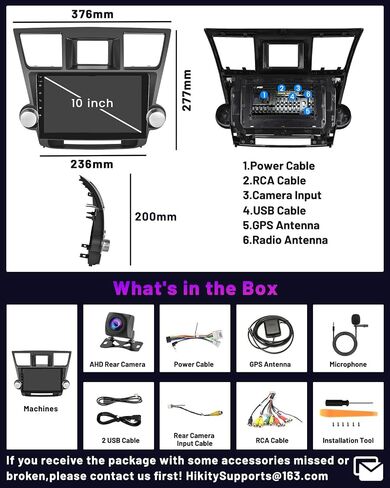 2+64GB Wireless Apple Carplay for Toyota Highlander Android Radio 2008-2013, Hikity 10.1'' Touch Screen Highlander Stereo, Android Auto, HiFi, WiFi, Bluetooth, GPS Navigation, SWC, Backup Cam, Black in Saudi Arabia
