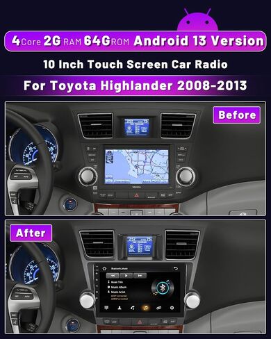 2+64GB Wireless Apple Carplay for Toyota Highlander Android Radio 2008-2013, Hikity 10.1'' Touch Screen Highlander Stereo, Android Auto, HiFi, WiFi, Bluetooth, GPS Navigation, SWC, Backup Cam, Black in Saudi Arabia