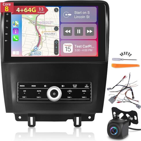 8 Core [4G+64G] Car Radio for Ford Mustang 2010 2011 2012 2013 2014 - Android 13 Touch Screen Stereo, DSP 32 EQ Audio/IPS Screen/Apple Carplay/Android Auto/SWC/BT 5.0/WiFi in Saudi Arabia