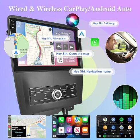 8 Core [4G+64G] Car Radio for Ford Mustang 2010 2011 2012 2013 2014 - Android 13 Touch Screen Stereo, DSP 32 EQ Audio/IPS Screen/Apple Carplay/Android Auto/SWC/BT 5.0/WiFi in Saudi Arabia