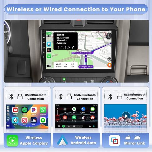 ستيريو سيارة Hikity لسيارة Honda CRV 2007-2011 راديو مع Apple Carplay Android Auto 9 بوصة HD شاشة تعمل باللمس بلوتوث/FM/كاميرا احتياطية in Kuwait