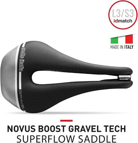 سرج الدراجة على الطريق من Selle Italia Novus Boost Gravel Tech Superflow - للرجال والنساء، أسود in Saudi Arabia