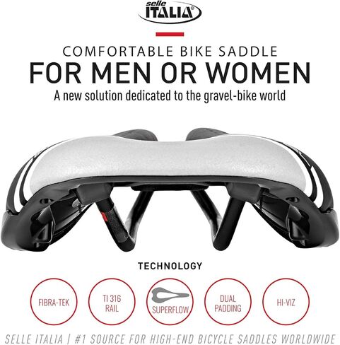 سرج الدراجة على الطريق من Selle Italia Novus Boost Gravel Tech Superflow - للرجال والنساء، أسود in Saudi Arabia