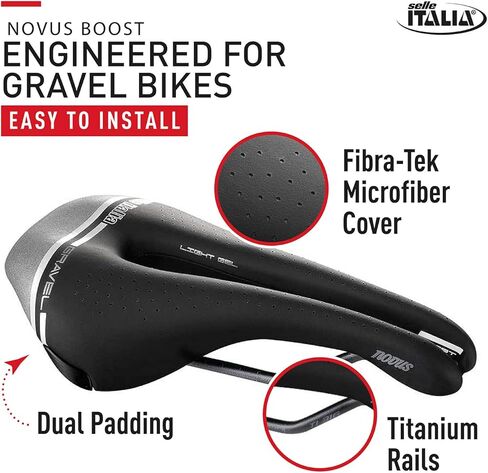 سرج الدراجة على الطريق من Selle Italia Novus Boost Gravel Tech Superflow - للرجال والنساء، أسود in Saudi Arabia