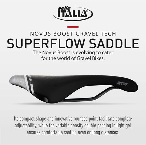 سرج الدراجة على الطريق من Selle Italia Novus Boost Gravel Tech Superflow - للرجال والنساء، أسود in Saudi Arabia