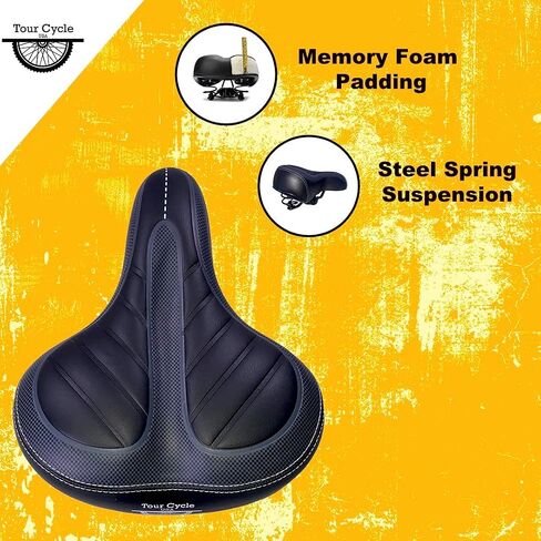 Bike Seat - Universal Bicycle Saddle with Memory Foam - Compatible with Peloton, Road, Mountain, and Exercise Bikes - Wide Replacement Seat for Men and Women in Saudi Arabia