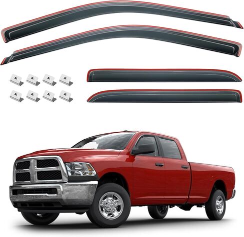 واقيات المطر داخل القناة من ISSYAUTO متوافقة مع 2009-2018 Ram 1500 Crew Cab، 2010-2023 Ram 2500 3500 Crew Cab & Mega Cab، 2019-2023 Ram 1500 Classic Crew Cab، عاكسات النافذة الجانبية، واقيات نافذة التهوية in Saudi Arabia