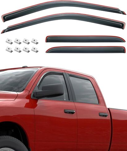 واقيات المطر داخل القناة من ISSYAUTO متوافقة مع 2009-2018 Ram 1500 Crew Cab، 2010-2023 Ram 2500 3500 Crew Cab & Mega Cab، 2019-2023 Ram 1500 Classic Crew Cab، عاكسات النافذة الجانبية، واقيات نافذة التهوية in Saudi Arabia