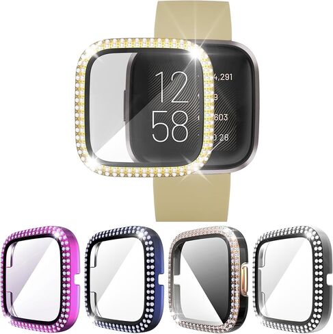 RICHONE [5 عبوات] متوافق مع جراب Fitbit Versa 2 بإطار من الكريستال الماسي وغطاء حماية كامل عالي الدقة مقاوم للخدش لملحقات الساعة الذكية Versa 2 (5 ألوان) in Kuwait