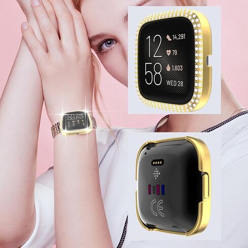 RICHONE [5 عبوات] متوافق مع جراب Fitbit Versa 2 بإطار من الكريستال الماسي وغطاء حماية كامل عالي الدقة مقاوم للخدش لملحقات الساعة الذكية Versa 2 (5 ألوان) in Kuwait