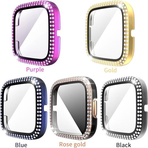 RICHONE [5 عبوات] متوافق مع جراب Fitbit Versa 2 بإطار من الكريستال الماسي وغطاء حماية كامل عالي الدقة مقاوم للخدش لملحقات الساعة الذكية Versa 2 (5 ألوان) in Kuwait