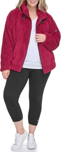Calvin Klein Women's Plus Rope Detail Oversized Hoodie Sherpa Zip Up Jacket in Saudi Arabia