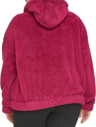 Calvin Klein Women's Plus Rope Detail Oversized Hoodie Sherpa Zip Up Jacket in Saudi Arabia