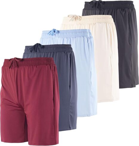 5 Pack: Men's Dry-Fit 7" Inch Running Shorts Pockets - Workout Gym Athletic Hiking Casual (Available in Big & Tall) in Saudi Arabia