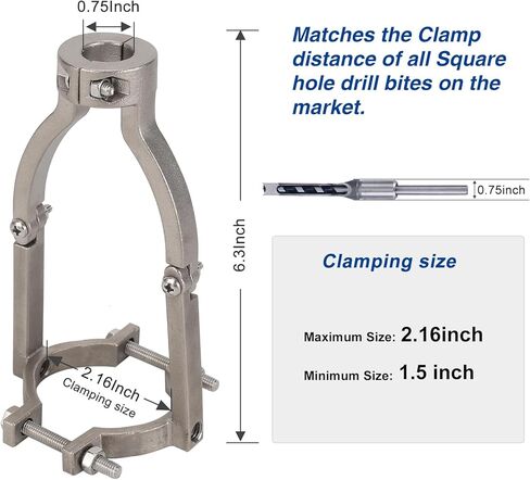 Square Hole Drill Bit Adapter, Mortising Attachment for Drill Press, Square Hole Drill Bits for Wood, Mortise and Tenon Tools, Accessory Quickly Install or Disassemble in Kuwait