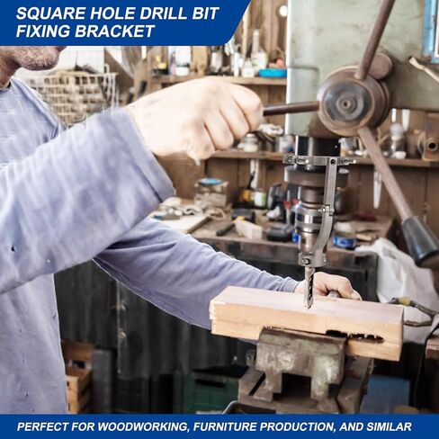 Square Hole Drill Bit Adapter, Mortising Attachment for Drill Press, Square Hole Drill Bits for Wood, Mortise and Tenon Tools, Accessory Quickly Install or Disassemble in Kuwait