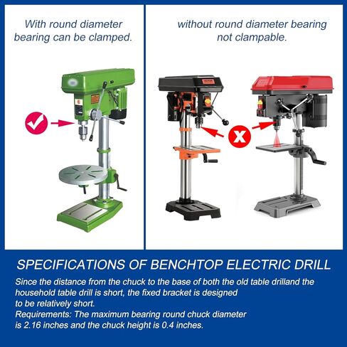 Square Hole Drill Bit Adapter, Mortising Attachment for Drill Press, Square Hole Drill Bits for Wood, Mortise and Tenon Tools, Accessory Quickly Install or Disassemble in Kuwait