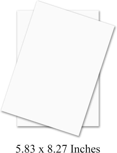 A5 Premium White Cardstock | For Copy, Printing, Writing | 5.83" x 8.27" inches (148 x 210 mm - Half of A4) | Full ream of 100 Sheets | 80lb in Saudi Arabia