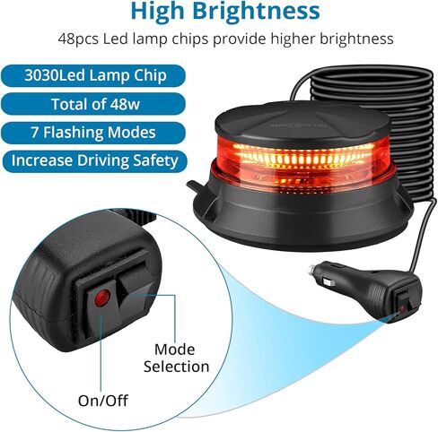 AUTOUTLET 48LEDs ستروب أضواء العنبر منارة ضوء تحذير السلامة ضوء وامض للشاحنات والجرارات والسيارات وعربات الغولف وUTV والحافلات، الخ in Kuwait