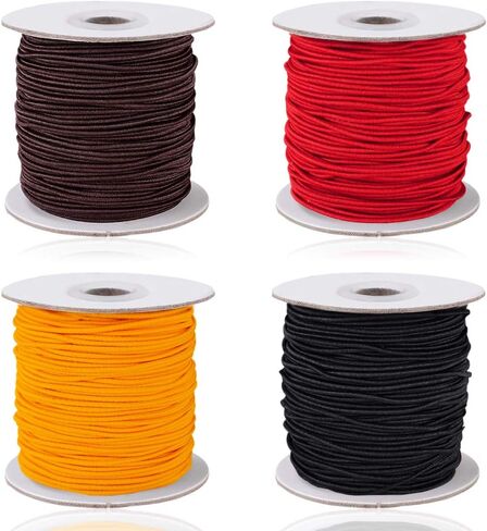 4 Rolls 0.8mm/1mm Elastic String Cord, AIFUDA Elastic Thread Beading String Cord for DIY Jewelry Bracelet Making, 50 Meters/Roll (4 Colors) in Saudi Arabia