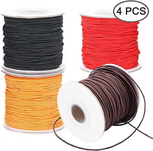 4 Rolls 0.8mm/1mm Elastic String Cord, AIFUDA Elastic Thread Beading String Cord for DIY Jewelry Bracelet Making, 50 Meters/Roll (4 Colors) in Saudi Arabia