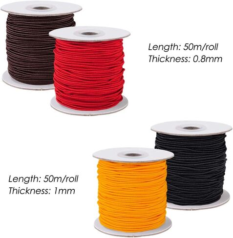 4 Rolls 0.8mm/1mm Elastic String Cord, AIFUDA Elastic Thread Beading String Cord for DIY Jewelry Bracelet Making, 50 Meters/Roll (4 Colors) in Saudi Arabia