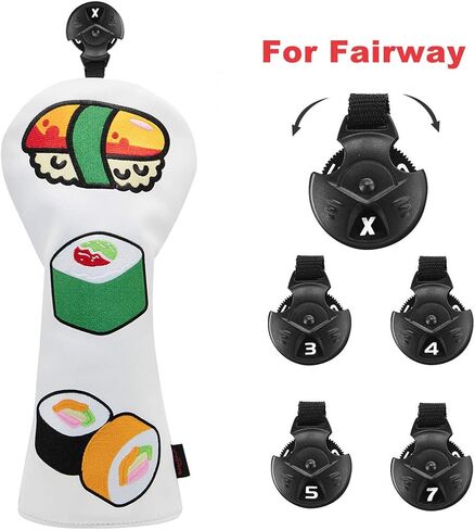 Japanese Sushi Golf Club Covers - Golf Accessory for Men, Women, Kids, Golfer - 3 Model Options Golf Driver Headcover/Golf Fairway Wood Head Cover/Hybrid Club Head Cover in Saudi Arabia