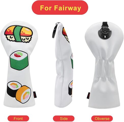 Japanese Sushi Golf Club Covers - Golf Accessory for Men, Women, Kids, Golfer - 3 Model Options Golf Driver Headcover/Golf Fairway Wood Head Cover/Hybrid Club Head Cover in Saudi Arabia