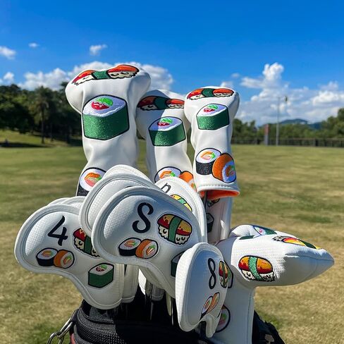 Japanese Sushi Golf Club Covers - Golf Accessory for Men, Women, Kids, Golfer - 3 Model Options Golf Driver Headcover/Golf Fairway Wood Head Cover/Hybrid Club Head Cover in Saudi Arabia