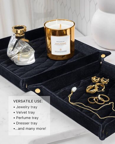مجموعة Benevolence LA Valet Tray للرجال مكونة من قطعتين | منظم العطور، صينية تنظيم المجوهرات، صينية الزينة لأسطح الخزانة، صينية كاتشال، صينية المفاتيح، صينية مزخرفة، أسود أبنوسي in Saudi Arabia