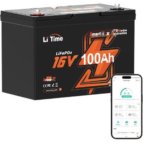 Litime 16V 100ah LifePo4 Lithium Lithium Battery ، Bluetooth 5.0 ، التدفئة الذاتية والحماية المنخفضة للإيقاع ، 100A BMS ، أكثر in Kuwait