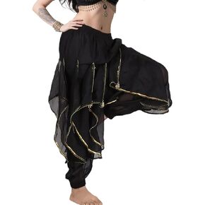 Women‘s Belly Dance Harem Pants with Golden Trim - High Waist Stretchy Pants for Yoga Practice Stage Performance in Saudi Arabia