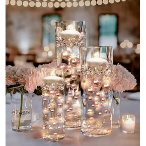 100 لؤلؤة ذهبية عائمة مع مطابقة للأحجار الكريمة المتلألئة 2 جالون من المواد الهلامية الشفافة للمياه من أجل التأثير العائم المقياس العائم المقيس-6 أضاءة جنية بيضاء دافئة in Kuwait