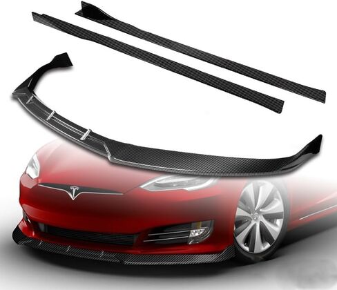 9pcs Combo Front Bumper Body Kit Lip + Side Skirt Extensions Diffuser Compatible with 2016-2020 Tesla Model S 2017 2018 2019 (Painted Black) in Saudi Arabia