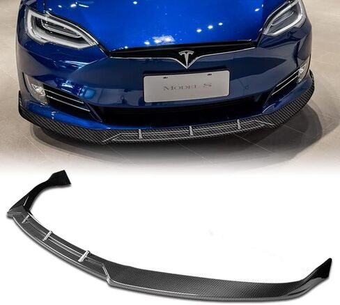 9pcs Combo Front Bumper Body Kit Lip + Side Skirt Extensions Diffuser Compatible with 2016-2020 Tesla Model S 2017 2018 2019 (Painted Black) in Saudi Arabia