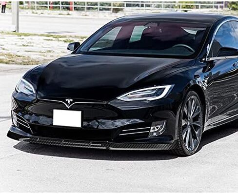9pcs Combo Front Bumper Body Kit Lip + Side Skirt Extensions Diffuser Compatible with 2016-2020 Tesla Model S 2017 2018 2019 (Painted Black) in Saudi Arabia