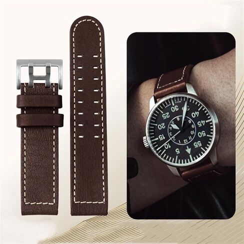 for Hamilton Khaki Aviation Watch H77616533 H70615733 Watch Strap Genuine Leather Jazz Field Men WatchBand 20 22 Military Style (Color : B Black Silver, Size : 22mm) in Saudi Arabia