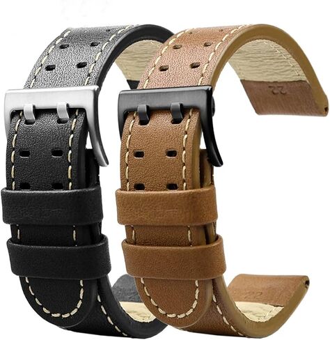 for Hamilton Khaki Aviation Watch H77616533 H70615733 Watch Strap Genuine Leather Jazz Field Men WatchBand 20 22 Military Style (Color : B Black Silver, Size : 22mm) in Saudi Arabia