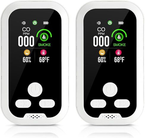 Carbon Monoxide Detector Plug in Wall, Portable Carbon Monoxide Alarm, 4-in-1 CO Detector Smoke Alarm Humidity & Temp Meter, HD Screen, CO Monitor for Home and Travel Camping RV (Black) in Saudi Arabia