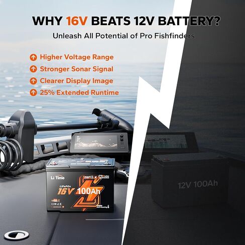 Litime 16V 100ah LifePo4 Lithium Lithium Battery ، Bluetooth 5.0 ، التدفئة الذاتية والحماية المنخفضة للإيقاع ، 100A BMS ، أكثر in Kuwait
