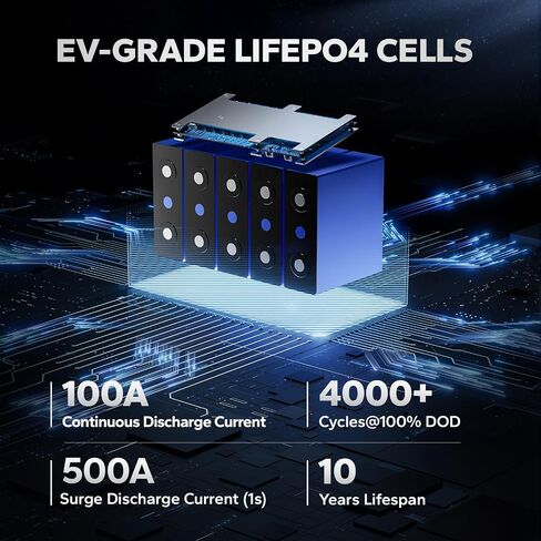 Litime 16V 100ah LifePo4 Lithium Lithium Battery ، Bluetooth 5.0 ، التدفئة الذاتية والحماية المنخفضة للإيقاع ، 100A BMS ، أكثر in Kuwait