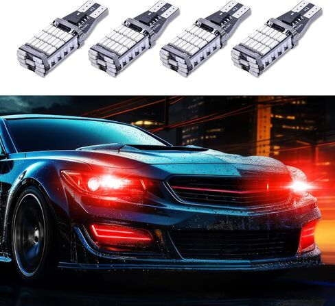 4pcs LED مصابيح عكسية ، 6500 كيلو فائق السطوع 45SMD-4014 استبدال شرائح للدوران لمبة الإشارة ، خالية من الأخطاء الخالية من T15 LED مضواء البضائع الإيقاف البضائع لمعظم شاحنات السيارات RVS (أحمر) in Saudi Arabia