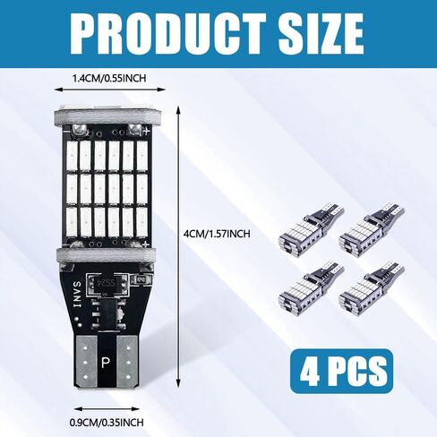 4pcs LED مصابيح عكسية ، 6500 كيلو فائق السطوع 45SMD-4014 استبدال شرائح للدوران لمبة الإشارة ، خالية من الأخطاء الخالية من T15 LED مضواء البضائع الإيقاف البضائع لمعظم شاحنات السيارات RVS (أحمر) in Saudi Arabia