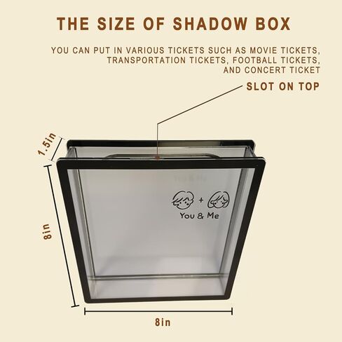 Travel Adventure Archive Memory Ticket Stub Shadow Box Display Frame with Slot on Top for Lover (Black(youme), 8*8) in Saudi Arabia