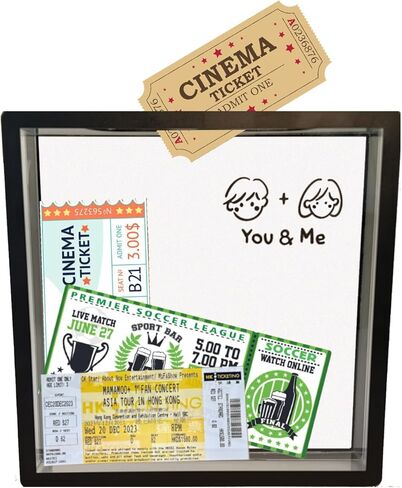 Travel Adventure Archive Memory Ticket Stub Shadow Box Display Frame with Slot on Top for Lover (Black(youme), 8*8) in Saudi Arabia