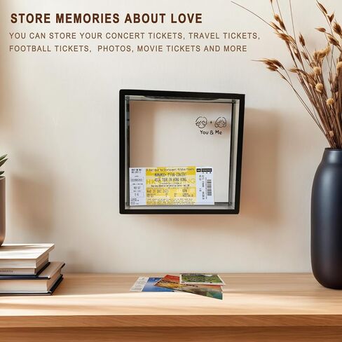 Travel Adventure Archive Memory Ticket Stub Shadow Box Display Frame with Slot on Top for Lover (Black(youme), 8*8) in Saudi Arabia