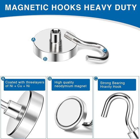 LOVIMAG Magnetic Hooks Heavy Duty, 110 lb Strong Magnetic Hooks for Hanging, Toolbox, Cruise, Office and Kitchen etc- 2 Pack in Saudi Arabia